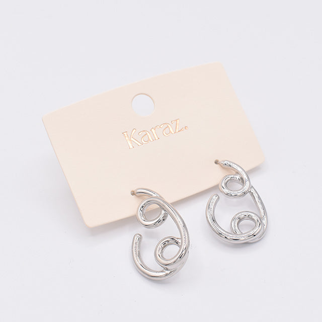 Aretes Espiral Abstracto Plateados