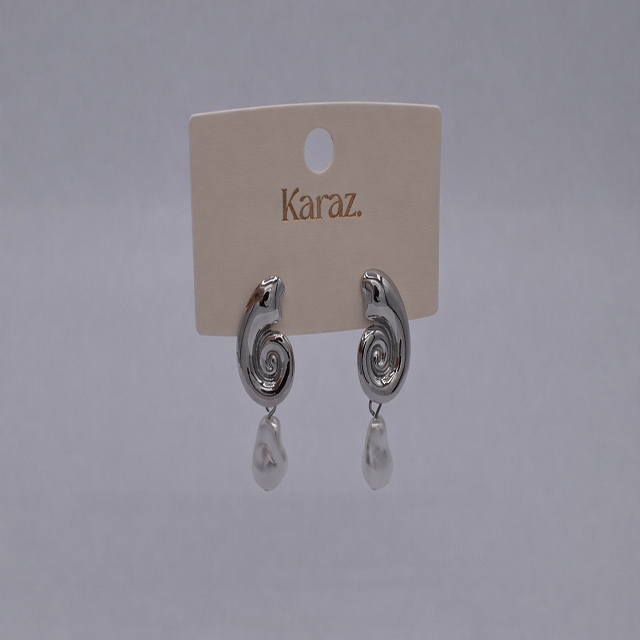 Pendientes Espiral y Perla Barroca Plateados