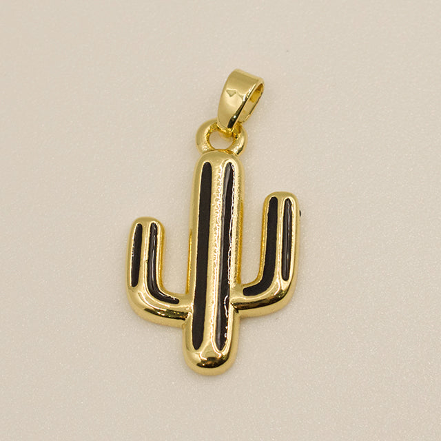 Dije Cactus Dorado con Venas Negras