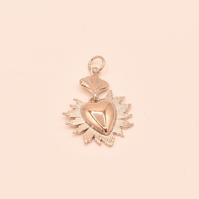 Dije Corazón Plateado con Rayos