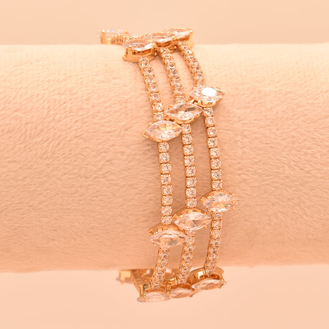 Pulsera de Tres Hileras con Circonitas Marquise