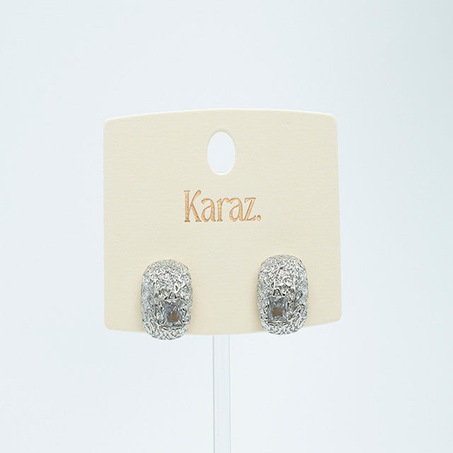 Aretes Elegantes Plateados con Gema Cuadrada