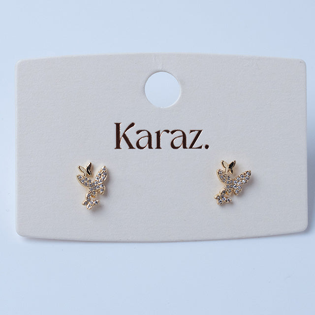 Aretes Topo Mariposa Brillante