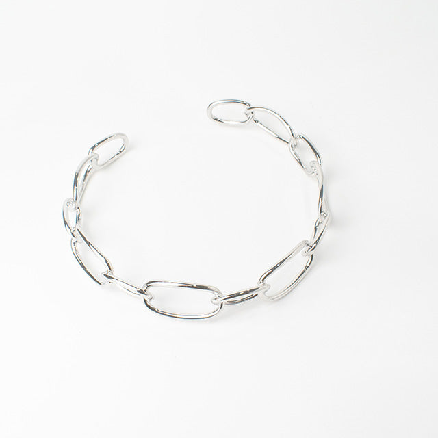 Choker de Cadena de Eslabones Plateado Moderno