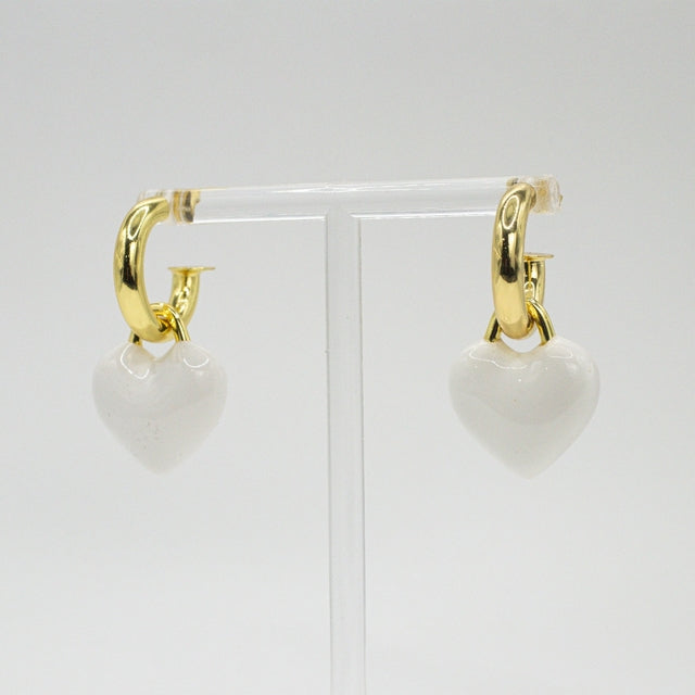 Pendientes Aro Corazón Blanco