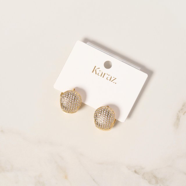 Aretes Huggie Dorados con Brillantes