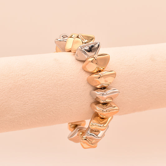 Pulsera Esencia Dual: Piedra Fundida Dorado y Plateado