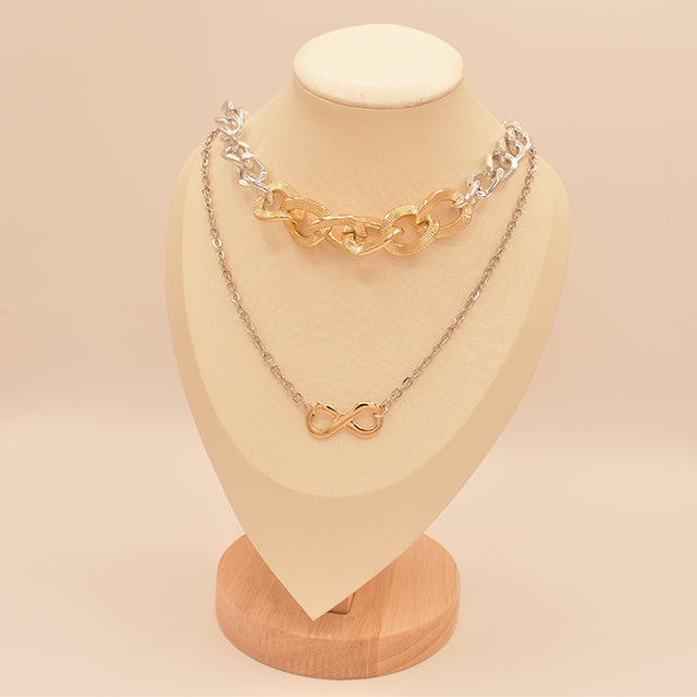 Collar Doble Eslabones y Dije Infinito Bicolor
