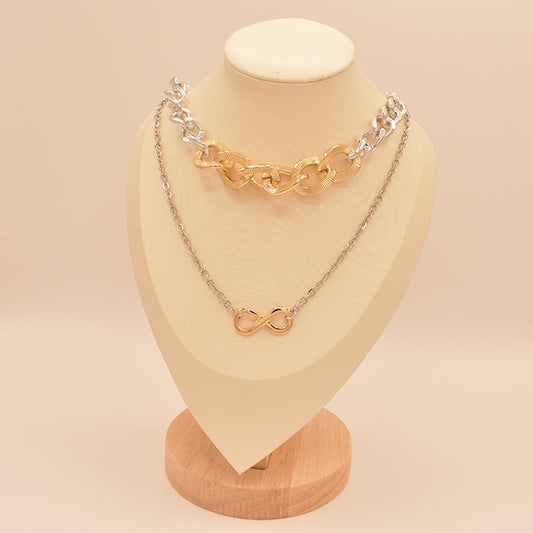 Collar Doble Eslabones y Dije Infinito Bicolor