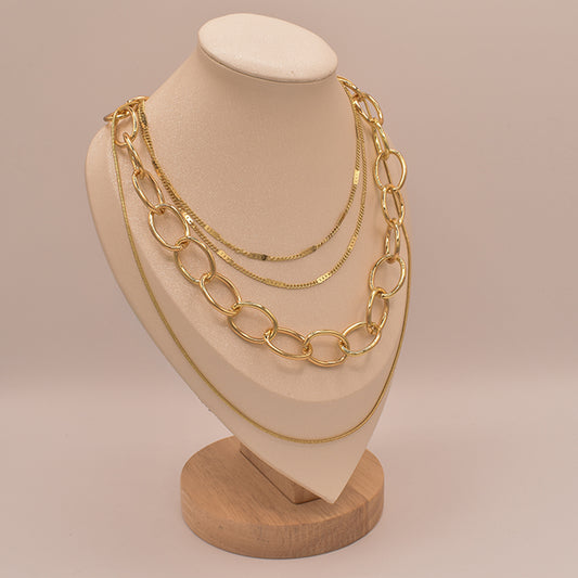 Collar Cuádruple Elegante Baño de Oro 18K Dorado