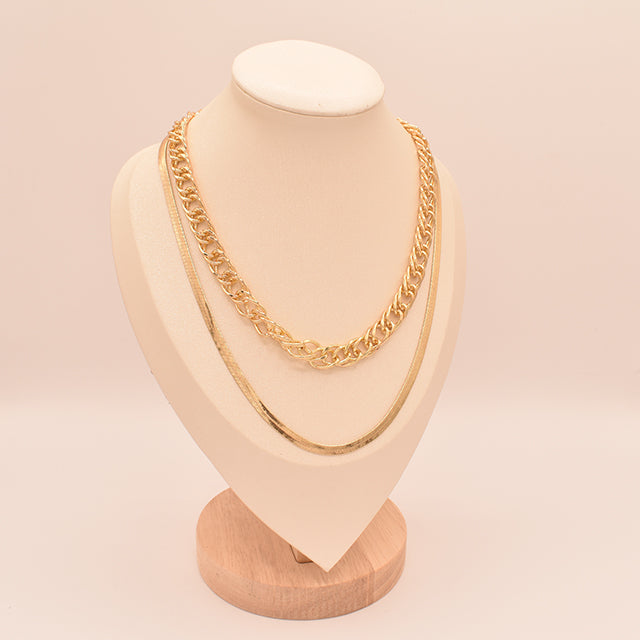 Collar Doble Elegante Baño de Oro 18K