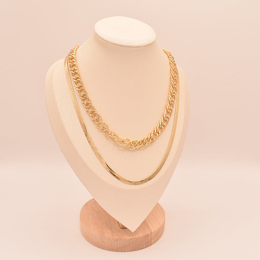 Collar Doble Elegante Baño de Oro 18K