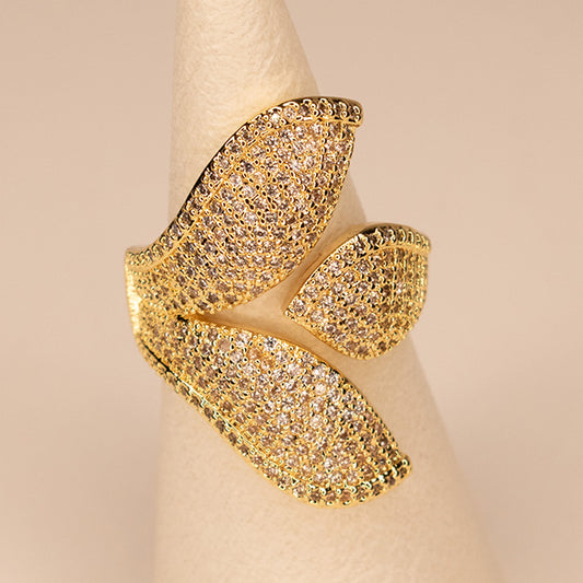 Anillo Cola de Sirena Dorado con Brillos