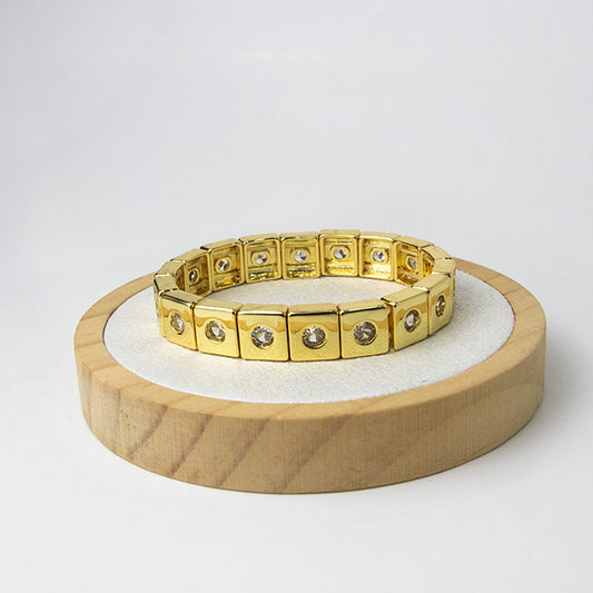 Pulsera Cuadrada con Circones | Brillo Dorado