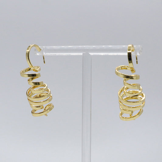 Aretes Espiral Zigzag Dorados