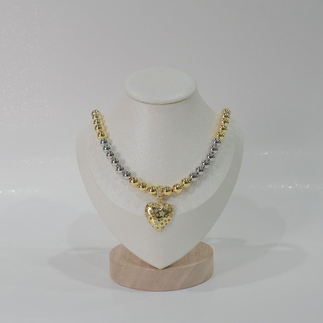 Collar Balines Bicolor Corazón Estrellado