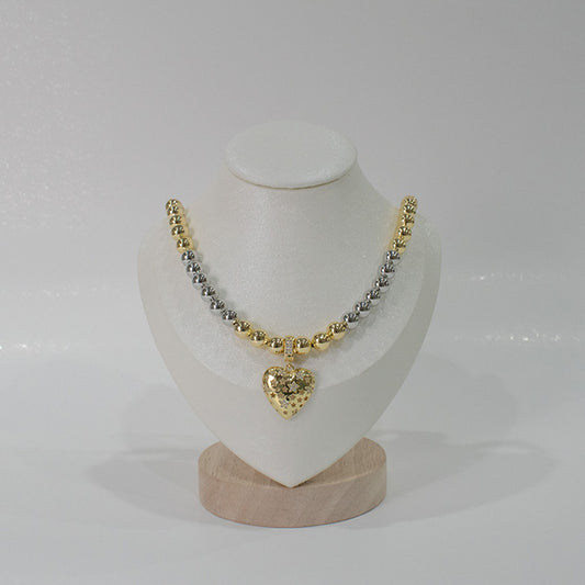 Collar Balines Bicolor Corazón Estrellado