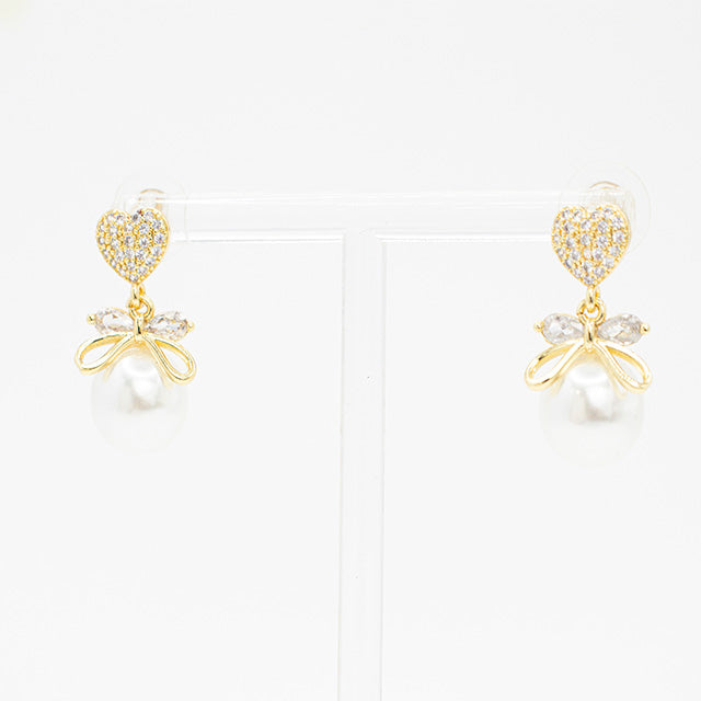 Pendientes Corazón Brillante y Perla