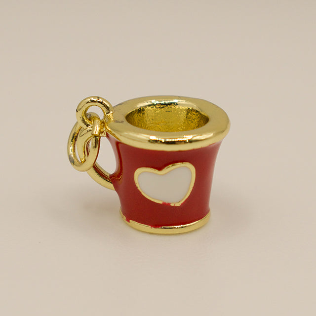 Dije Taza Roja con Corazón Blanco