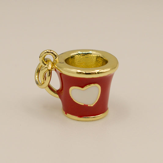 Dije Taza Roja con Corazón Blanco