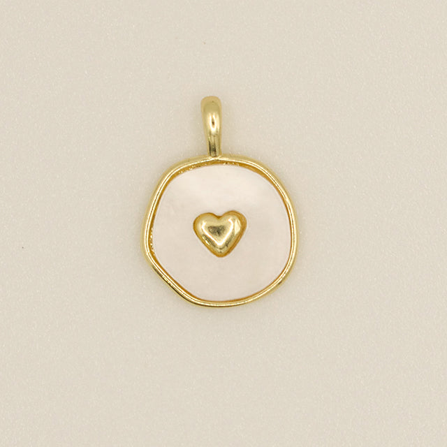 Dije Corazón Nácar Dorado | Colgante con Fondo Perlado