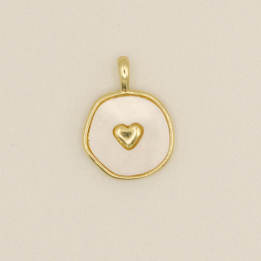 Dije Corazón Nácar Dorado | Colgante con Fondo Perlado