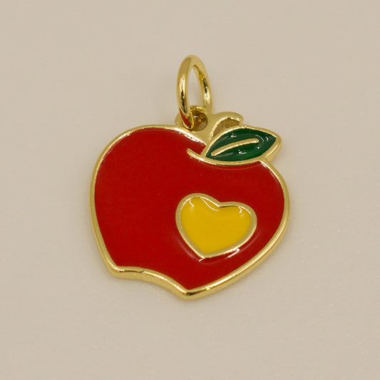 Dije Manzana Roja con Corazón Amarillo