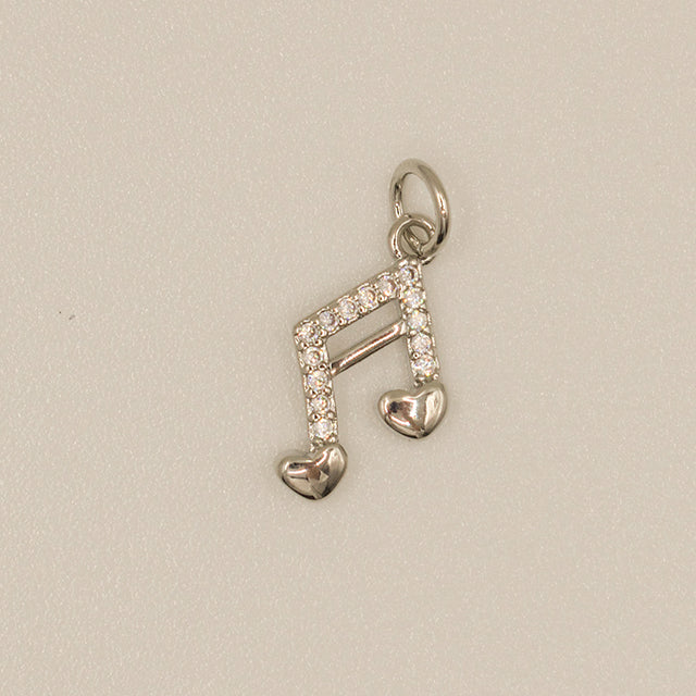 Dije Nota Musical con Corazones y Brillantes