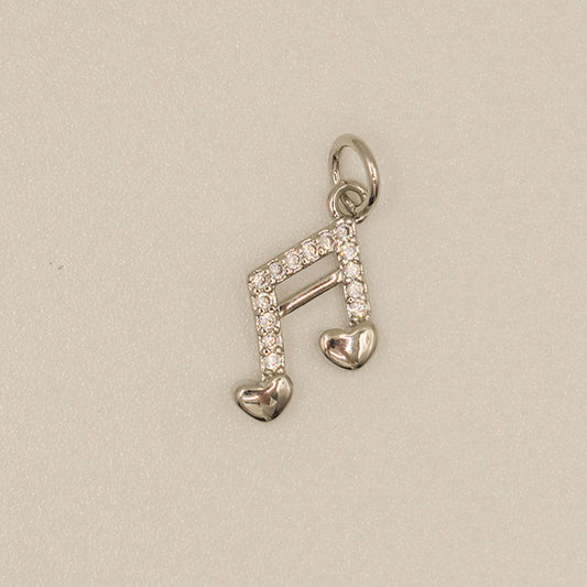 Dije Nota Musical con Corazones y Brillantes