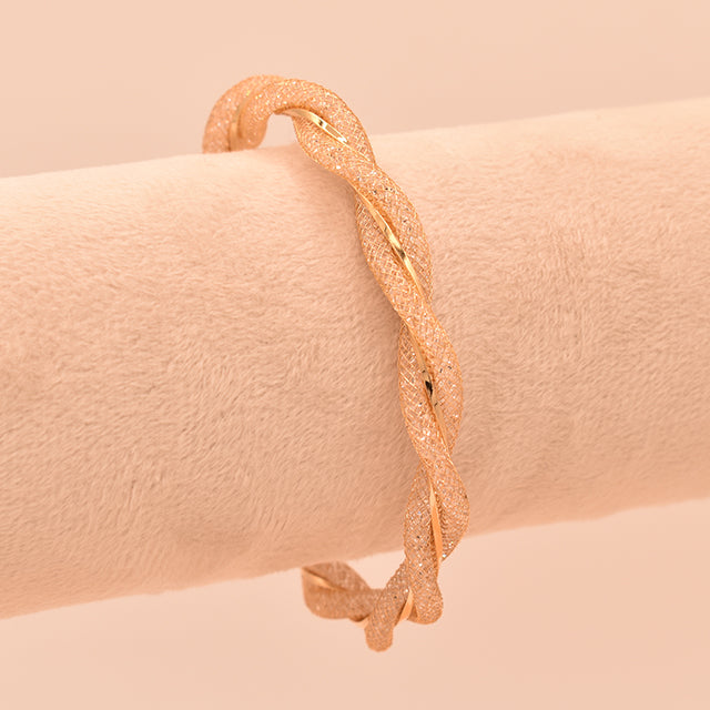 Pulsera Trenzada Brillante Oro Rosa