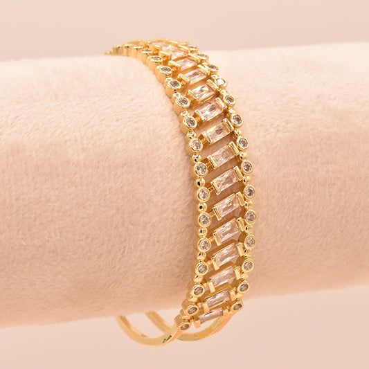 Pulsera Glamour Dorado con Cristales Baguette