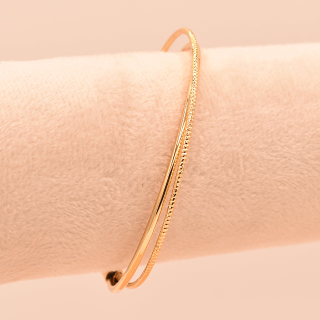 Pulsera Doble Hilo Dorada con Textura