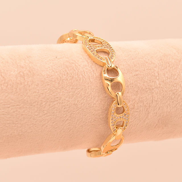 Pulsera Elegance Dorada con Eslabones y Brillo