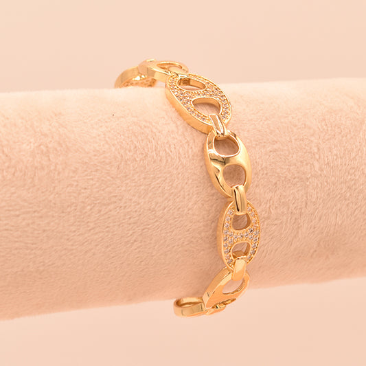 Pulsera Elegance Dorada con Eslabones y Brillo