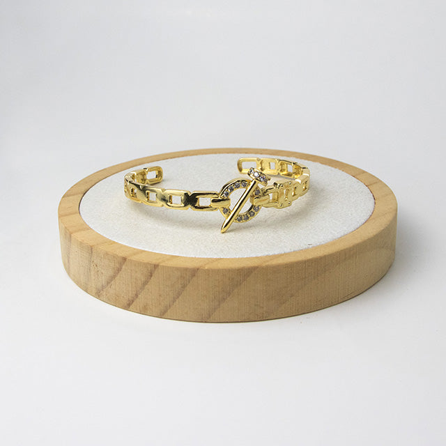 Pulsera Eslabones con Cierre T y Cristales