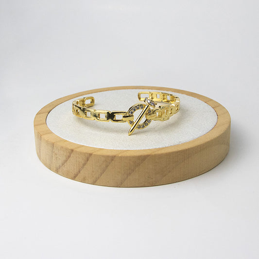 Pulsera Eslabones con Cierre T y Cristales