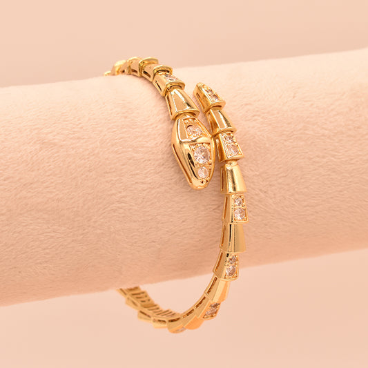 Pulsera Serpiente Dorada con Circonitas