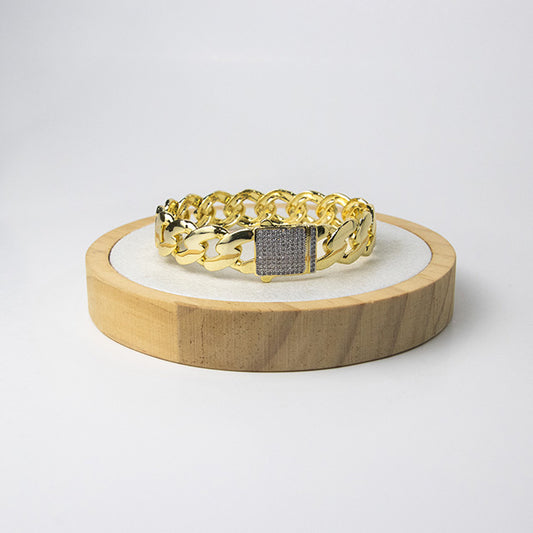 Pulsera Cadena Cubana con Broche de Circones