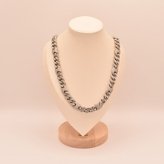 Collar Cadena Eslabones Mixtos Plata