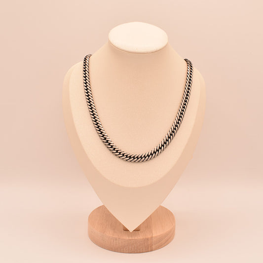 Collar Cadena Eslabones Planos Oxidada