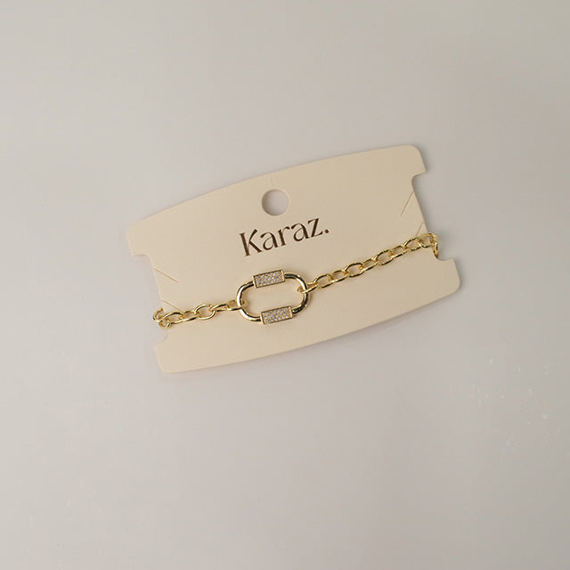 Pulsera Clip Dorada con Circonitas Brillantes