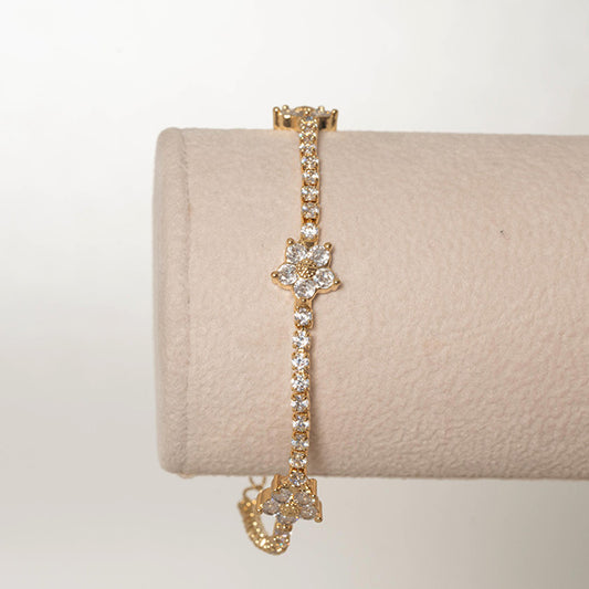 Pulsera Flor Brillante Oro
