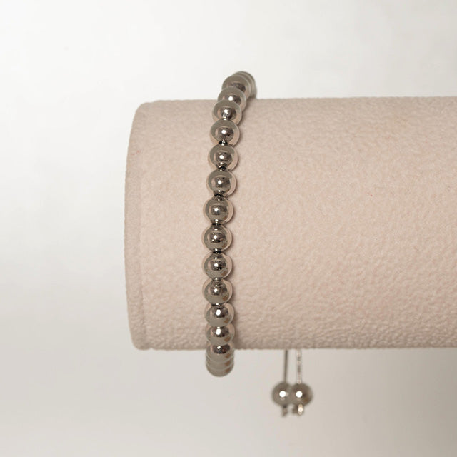 Pulsera de Bolas Ajustable Plata