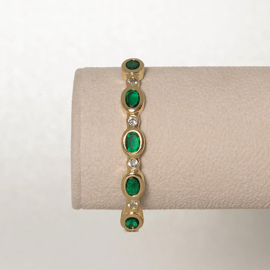 Pulsera Esmeralda y Oro Brillante