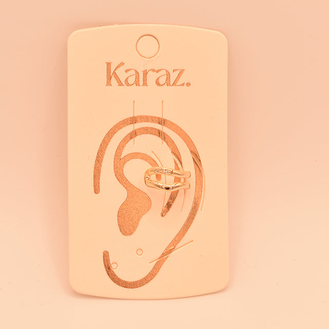 Earcuff Doble Brillo Dorado