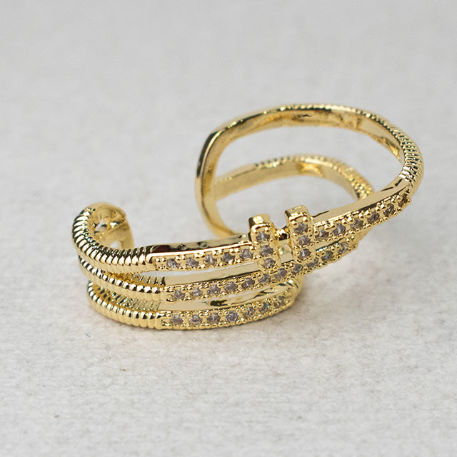 Earcuff Brillo Dorado Triple Banda