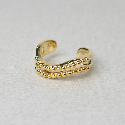 Earcuff Doble Bolitas Dorado