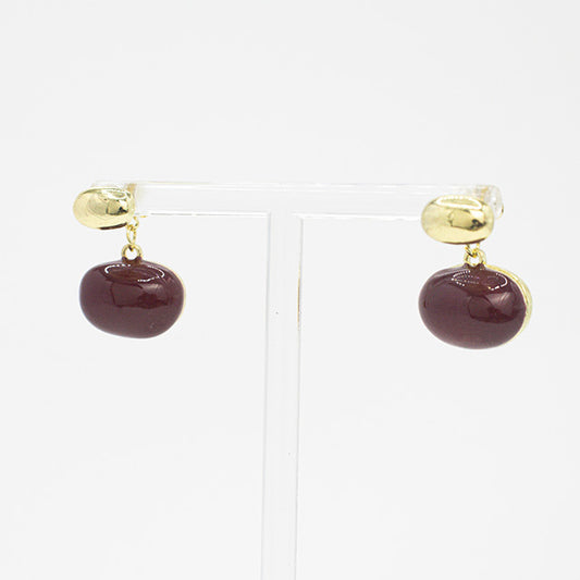 Aretes Colgantes Borgoña y Oro
