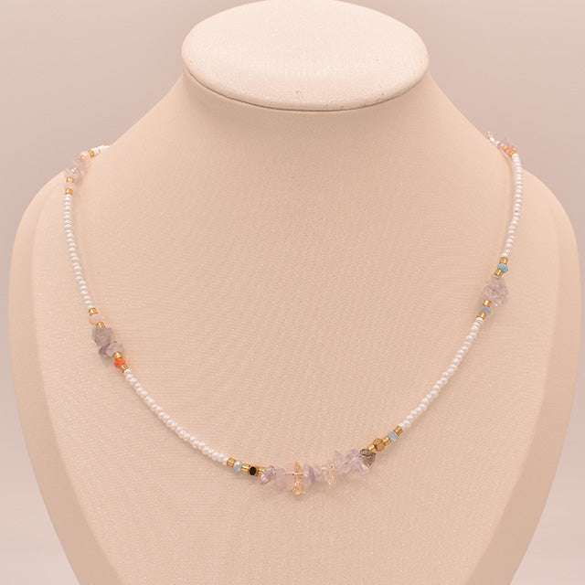 Collar Mini Cuentas y Piedras Naturales
