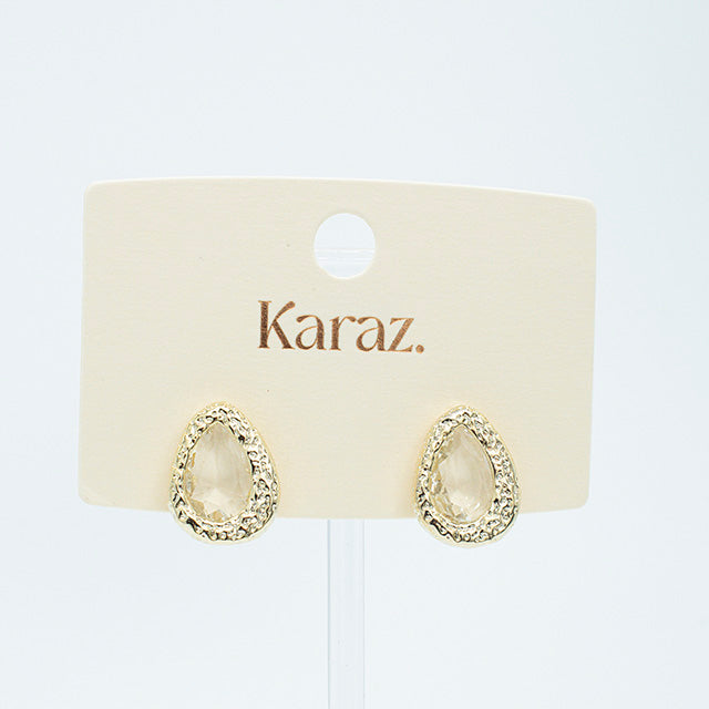 Aretes Dorados Lágrima con Cristal